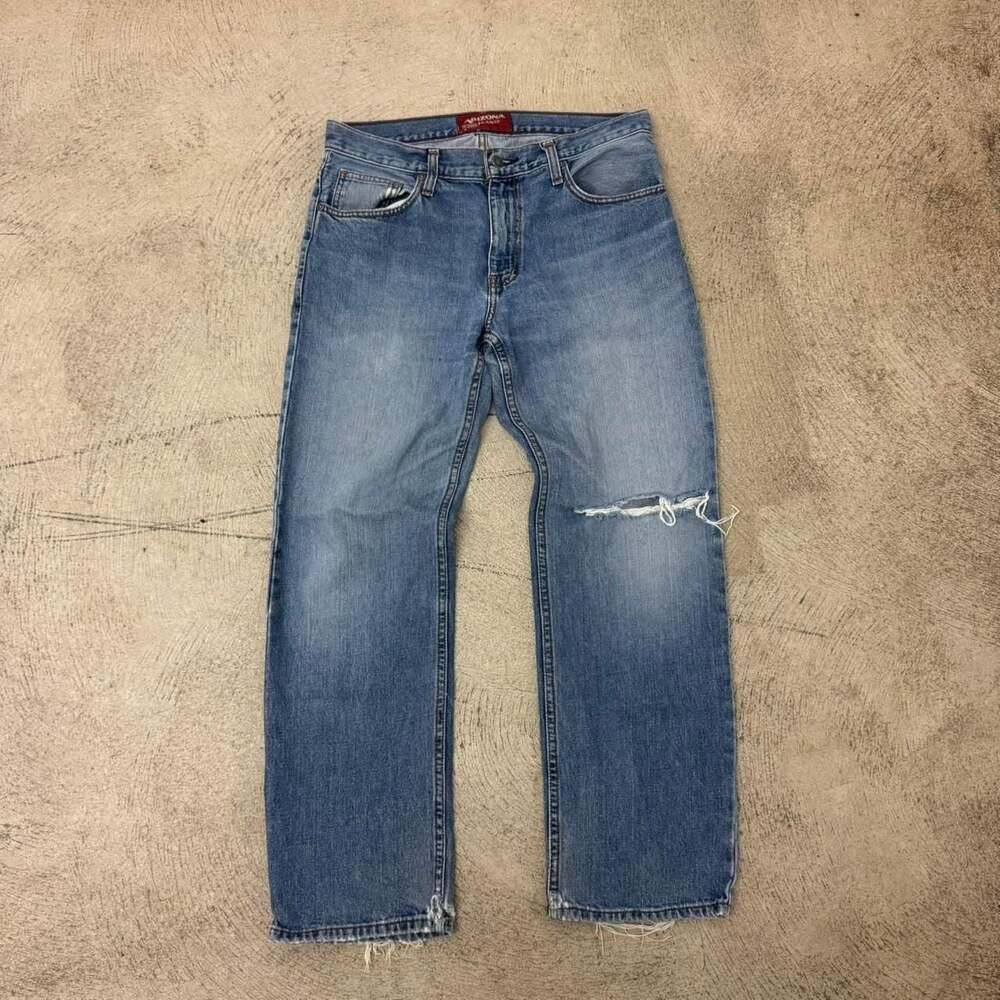 Arizona Jean Co. Original Straight Distressed Blue Jeans - Picture 6 of 8
